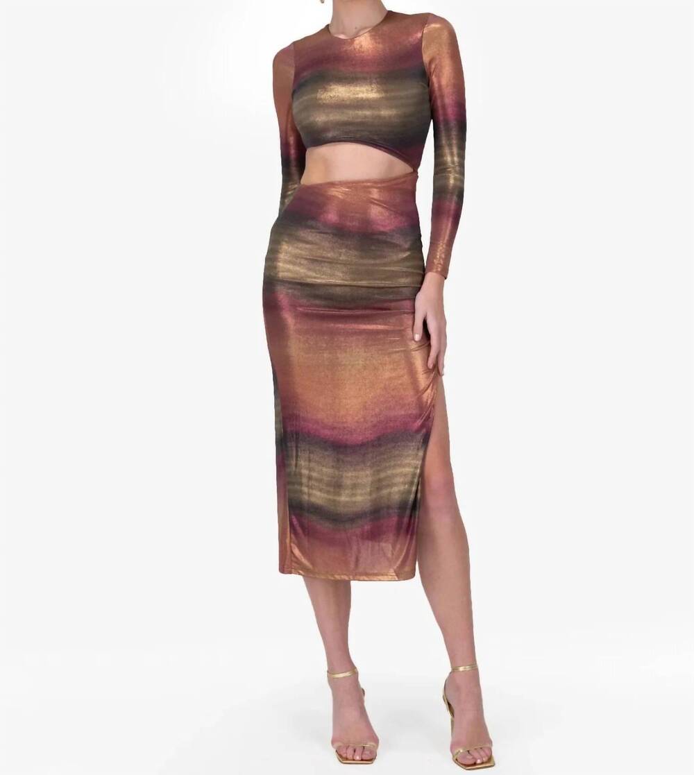 NEW DRESS FORUM shimmering cutout midi dress in aurora